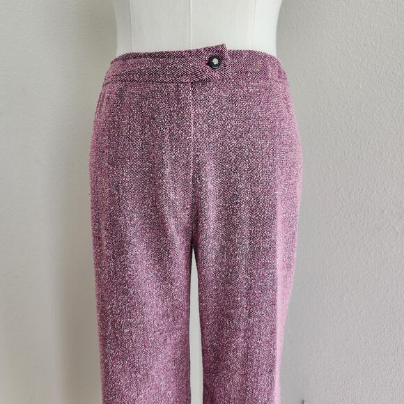 Vintage 90s Sag Harbor Pink Tweed High Rise Straight Leg Pants L - Picture 2 of 12